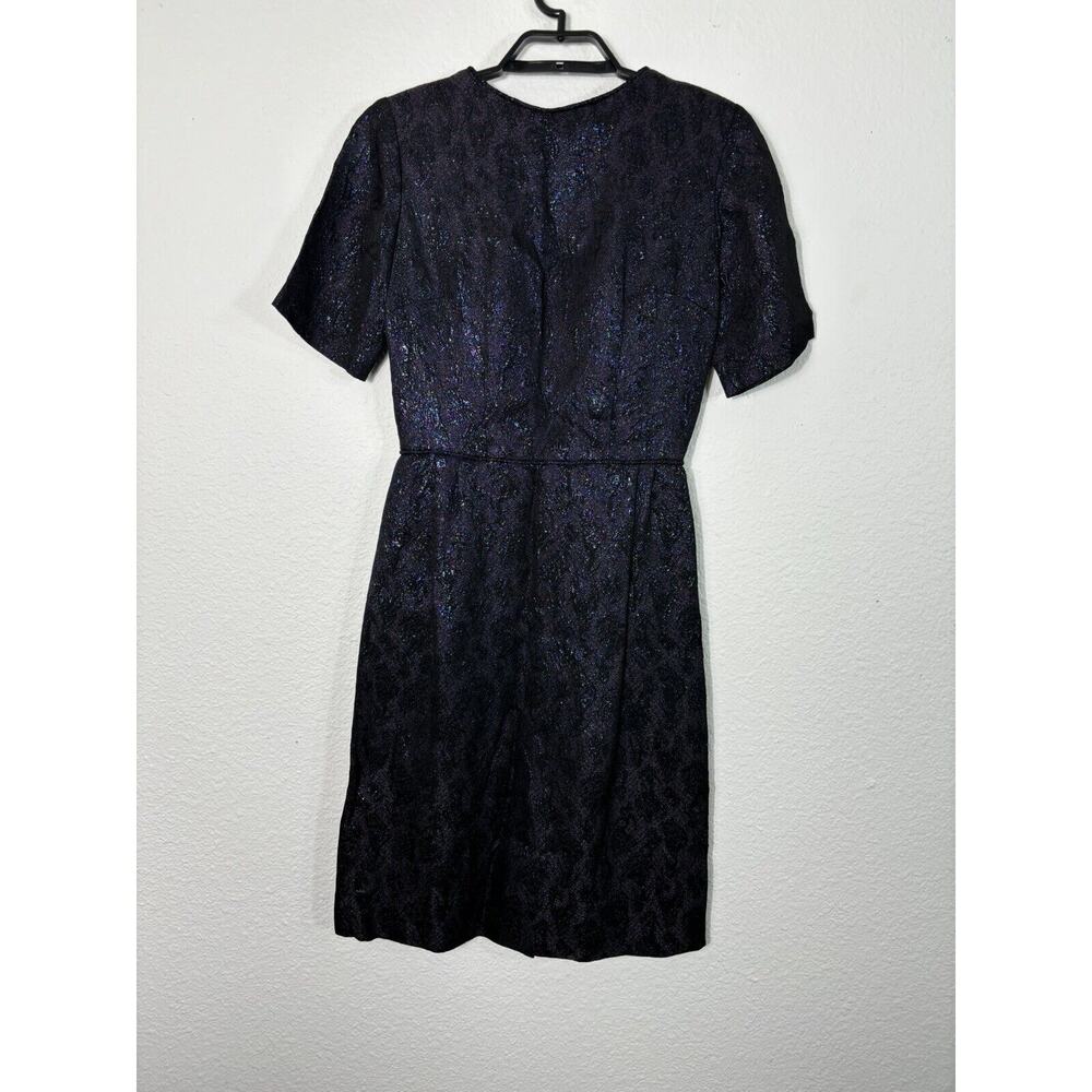 Vintage 1960s Dress Womens S/M Sparkly‎ Purple Short Sleeve Sheath Party